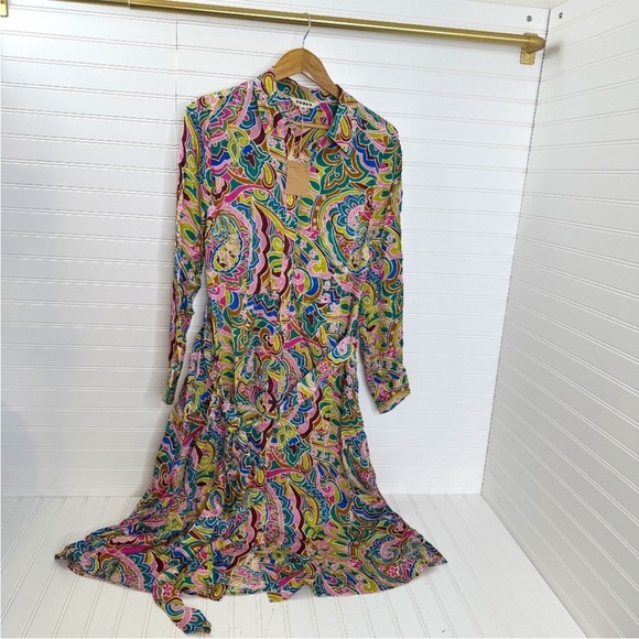 Boden Green Kate Satin Shirt Dress US Size 14R - Picture 3 of 14